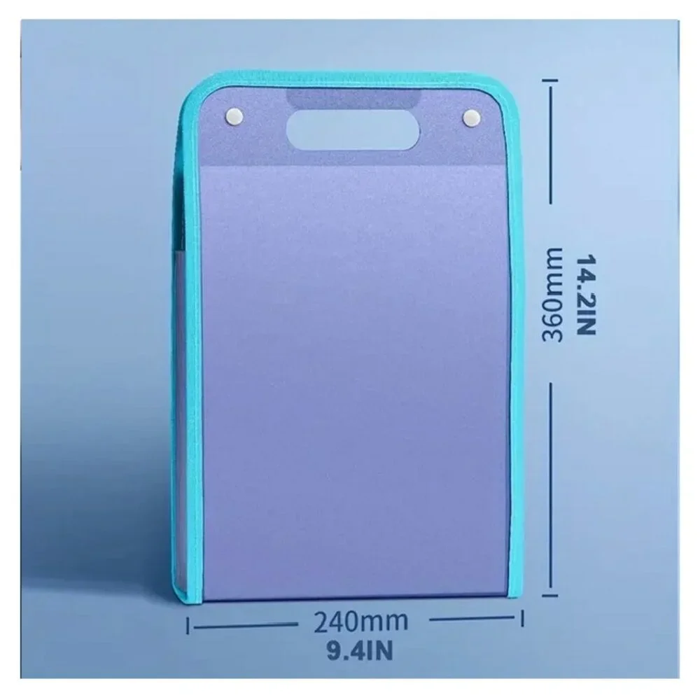 Expandable Organizer File Sorter Clear w/Blue Trim Colored Tabs 13 Pockets A4